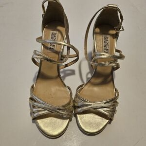 Badgley Mischka Women's Gold Sandals Block Heels Size 6